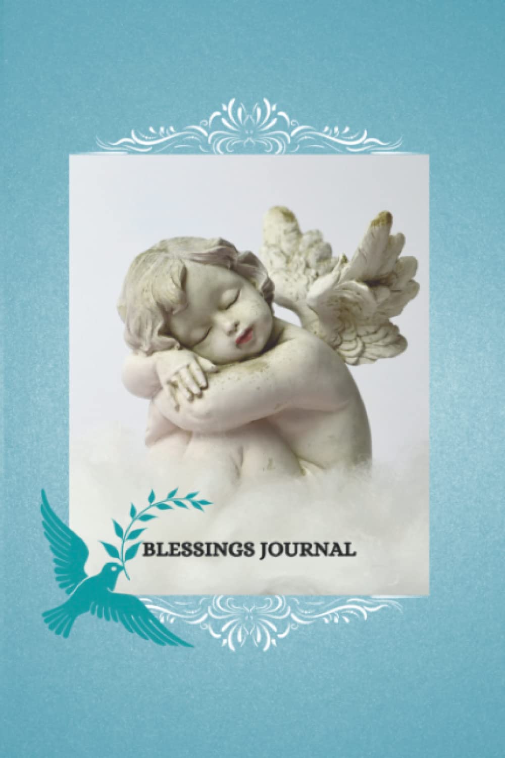 BLESSINGS JOURNAL BLESSINGS, ANGELS, FLOWERS, SOFT TEAL COLORS, 120