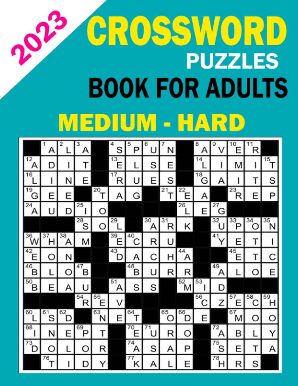 2023 Medium Hard Crossword Puzzles Book For Adults Large Print