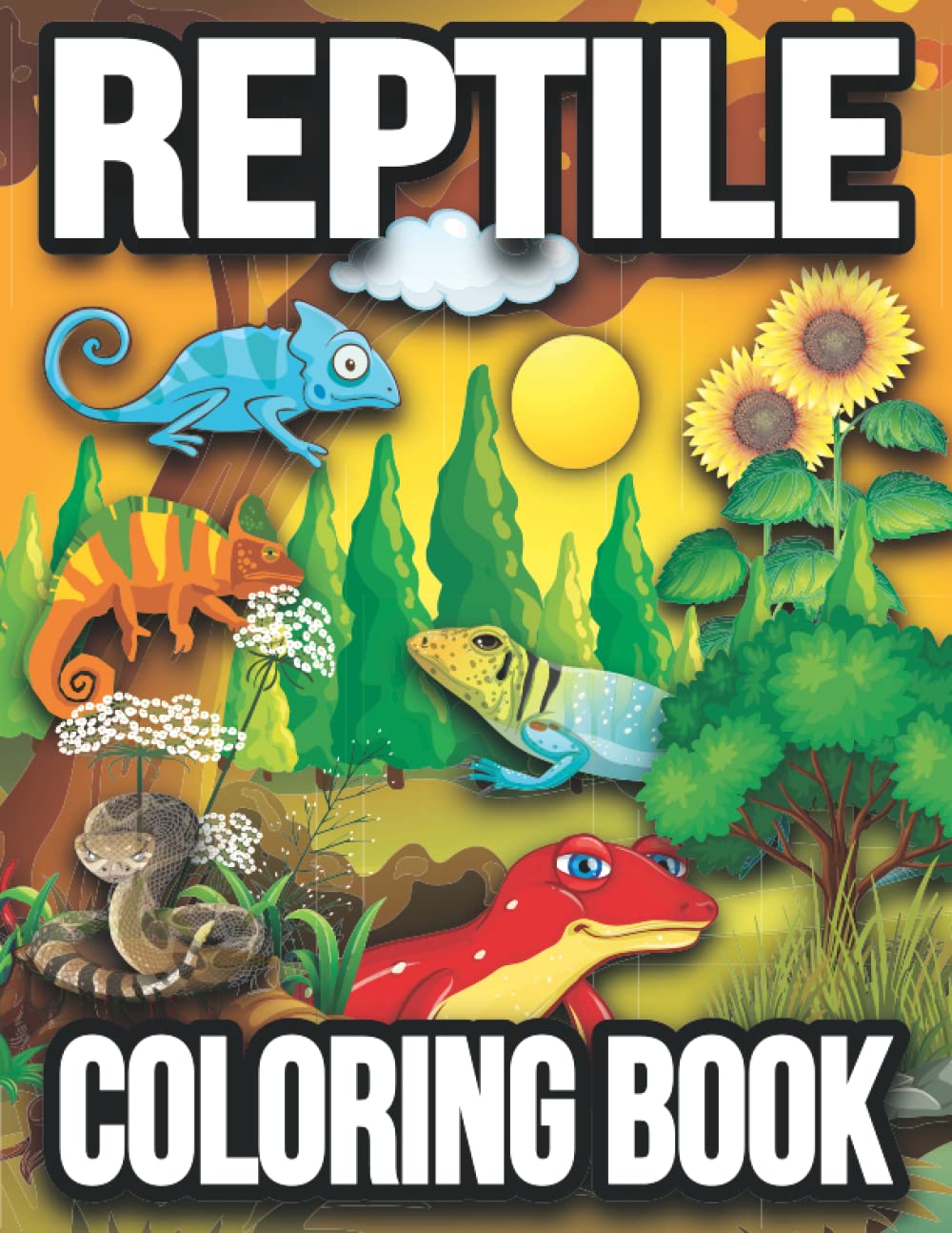 Reptile Coloring Book: Reptile Coloring Book For Teens Girls Kids Ages ...