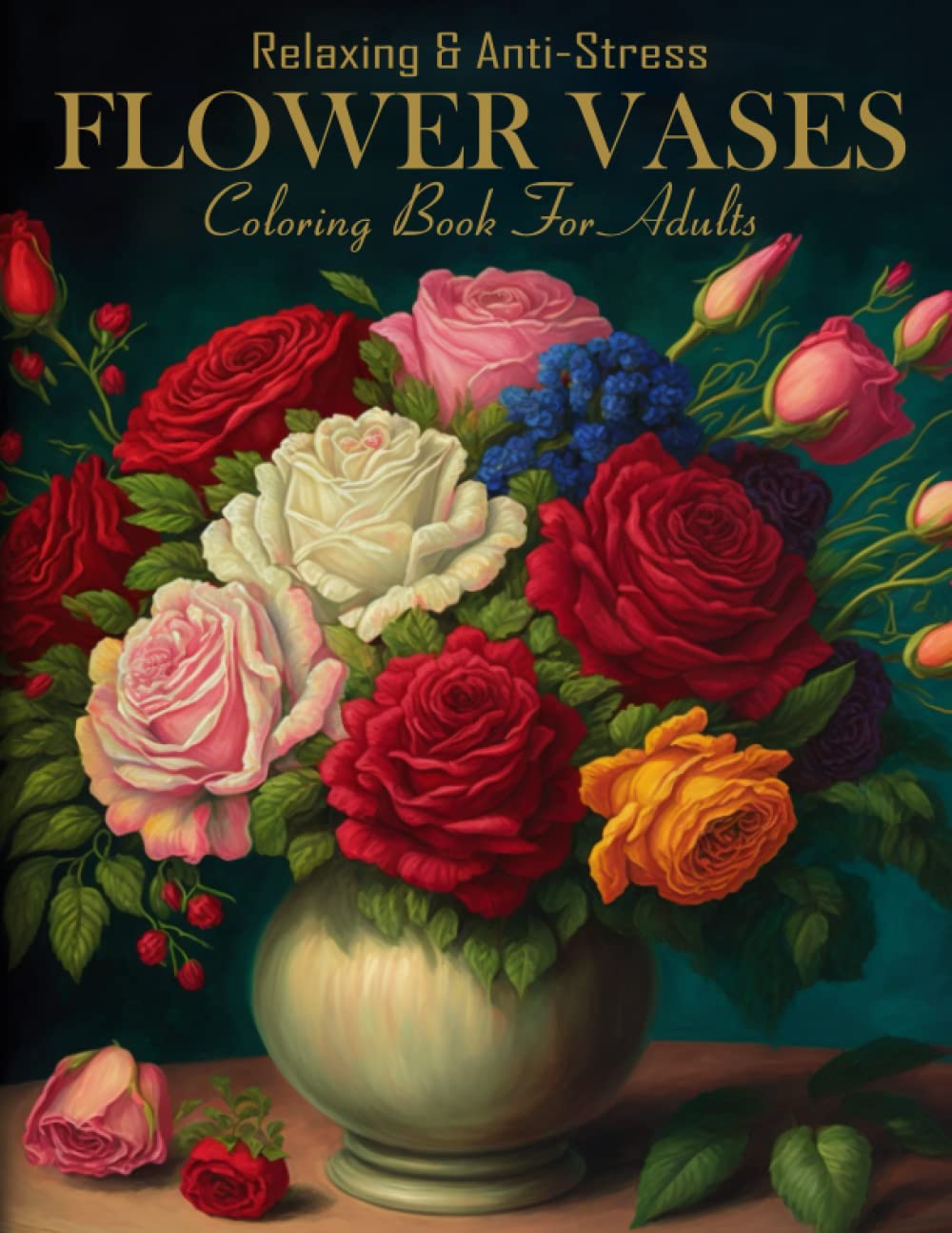 Relaxing & AntiStress FLOWER VASES Coloring Book For Adults 50