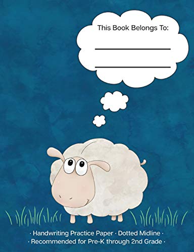 Handwriting Practice Paper Dotted Midline: Cute Sheep Blue Background ...