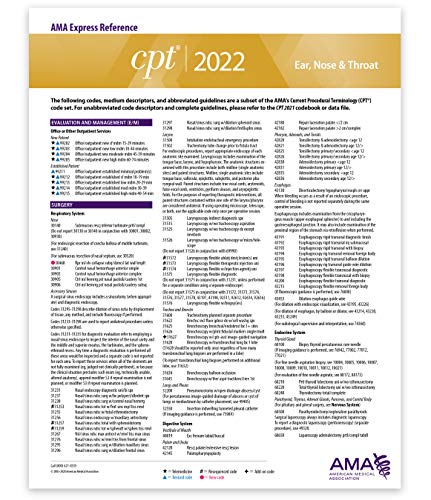 CPT Express Reference Coding Card 2022: Ear, Nose & Throat by American ...