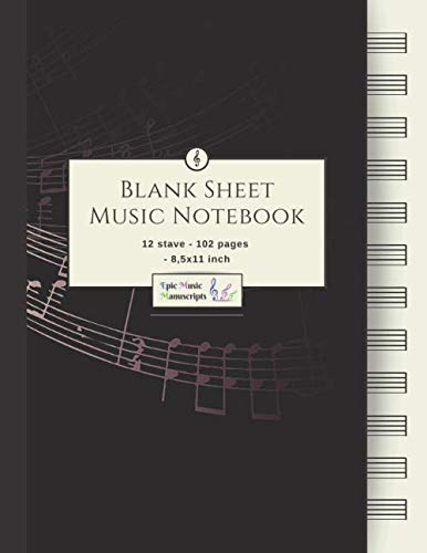 Cahier Partition Musique 110 Pages - Papier à Musique 12 Portées 8.5x11 Pouces