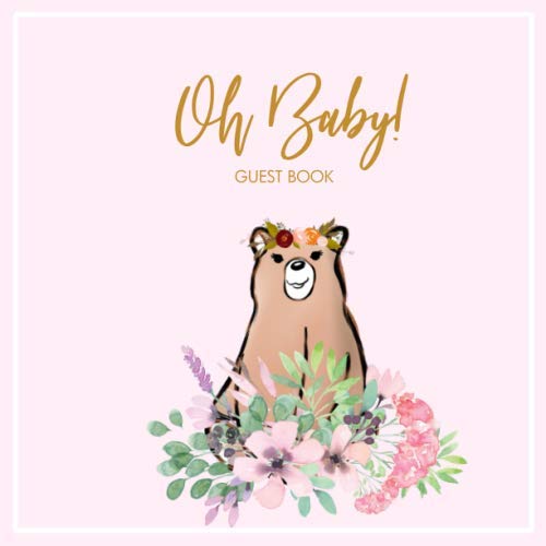 Oh Baby! Guest Book Cute Floral Woodland Baby Shower Keepsake Guest