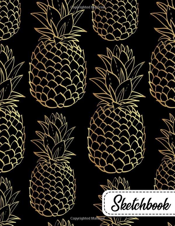 Sketchbook Black & Gold Pineapple Blank Sketchbook with Crisp White