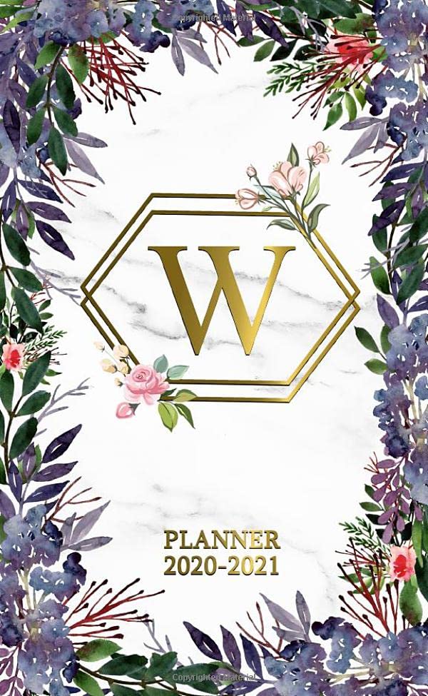 W 2020-2021 Planner: Marble & Gold Two Year 2020-2021 Monthly Pocket ...