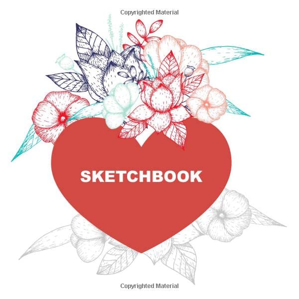 Sketchbook Flowers Square Journal with Blank Paper. Art book for