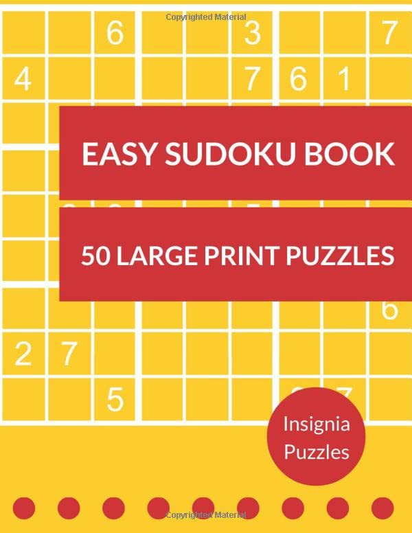 Easy Sudoku Book 50 Large Print Puzzles One Puzzle Per Page by