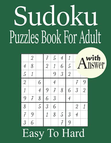 Sudoku Puzzles Book For Adult 600 Easy To Hard Sudoku Puzzles For 