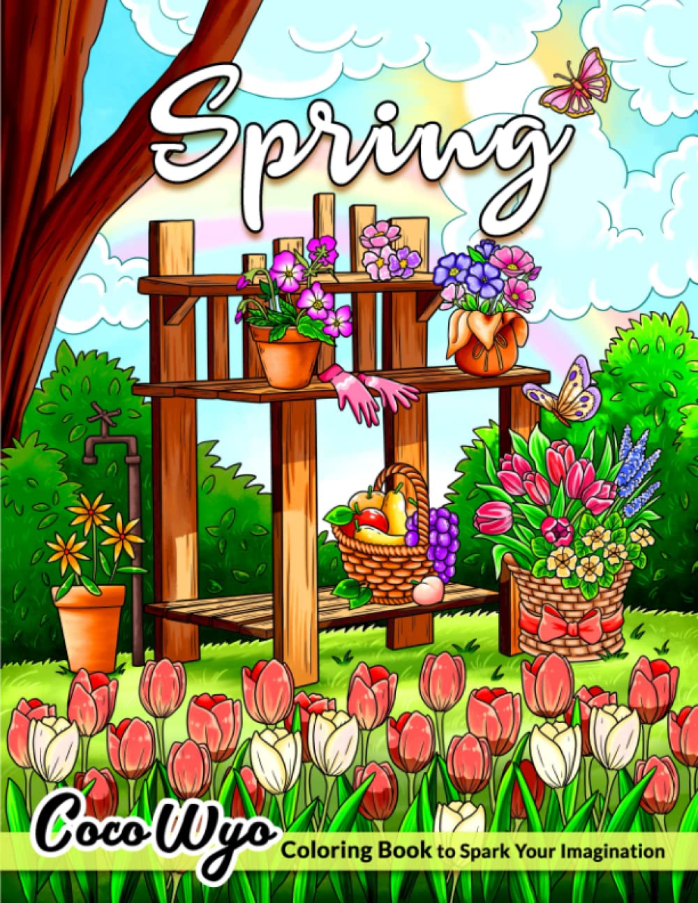 Spring Scenes Coloring Book: Adult Coloring Book Features Spring ...