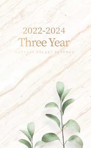 2022 2024 Three Year Monthly Pocket Planner Pink Marble Cover Pocket 