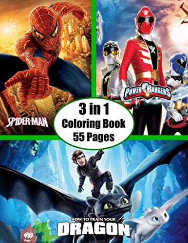 Spider-Man, Power Rangers, How to Train Your Dragon Coloring Book 3 in ...
