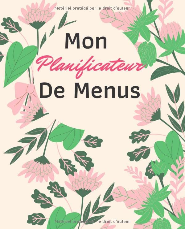 Planificateur De Menus Hebdomadaire A5 - 50 Feuilles - Avec Liste De Courses - Design Eucalyptus