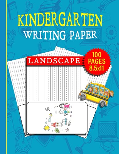Kindergarten Writing Paper Landscape With Dotted Lines: Preschool ...