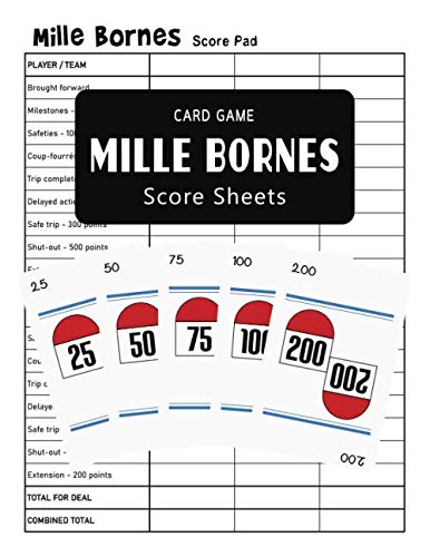 Mile Bornes Score Sheets Card Game: Mille Bornes Board Game Score Pads ...