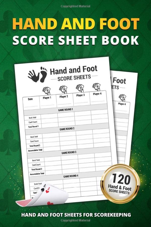 Hand And Foot Score Sheet Book: 120 Large Score Sheets For Scorekeeping ...