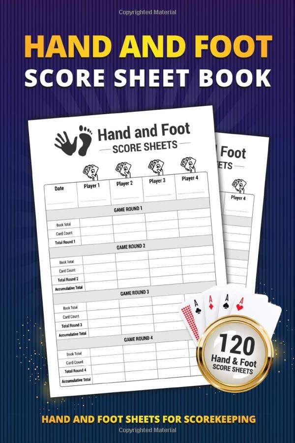 Hand And Foot Score Sheet Book: 120 Large Score Sheets For Scorekeeping ...