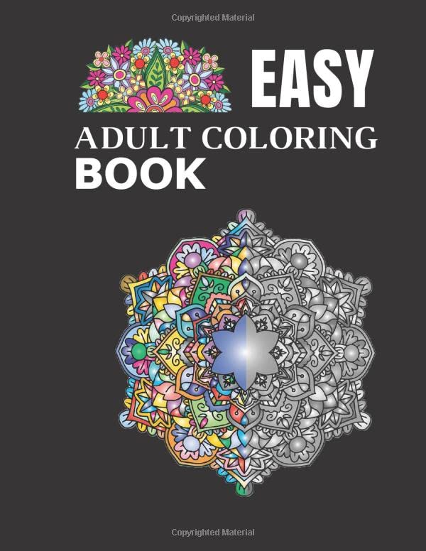 Easy Adult Coloring Book: Easy coloring for adult 80 Pages size 8.5 11 ...