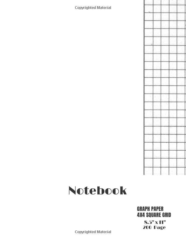 Graph Paper 4X4 Square Notebook 8.5x11 200 Page Graph Paper 4X4