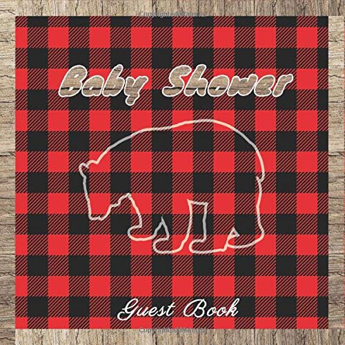 Baby Shower Guest Book Lumberjack Buffalo Plaid Bear theme Baby Shower