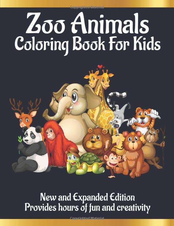 Zoo Animals Coloring book for kids Lion, Elephant, Koala, Bear, Zebra