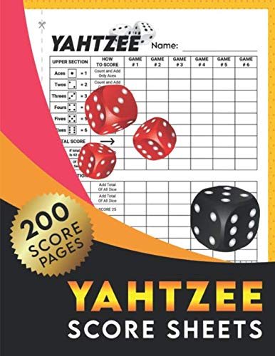 Yahtzee Score Sheets: 200 Large Print Double Sided Score Keeper ...