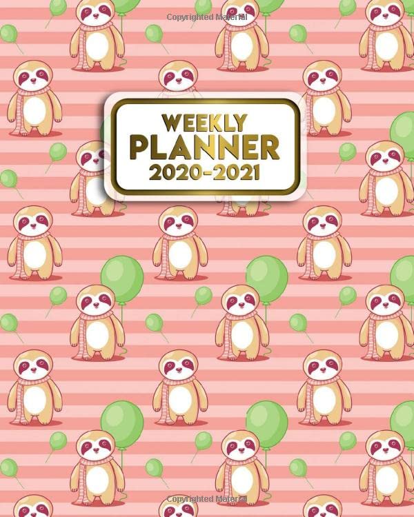 2020 2021 weekly planner cute sloth balloons two year agenda diary