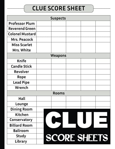 Clue Score Sheets: 120 Large Score Sheets for Scorekeeping, Clue Board ...