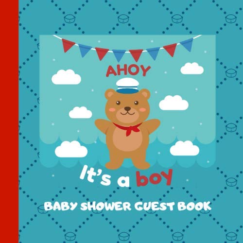 Ahoy It's A Boy Baby Shower Guest Book Nautical Baby Bear Themed