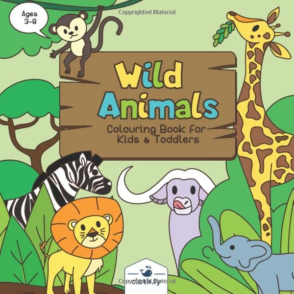 Wild Animals Colouring Book for Kids & Toddlers Ages 38 Animal