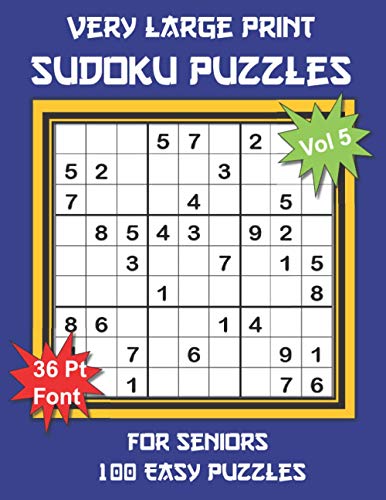 Very Large Print Sudoku Puzzles for Seniors: 100 Easy Sudoku for Adults ...