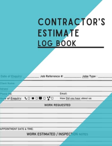 Contractor's Estimate Log Book: Log book to record client details/ job ...