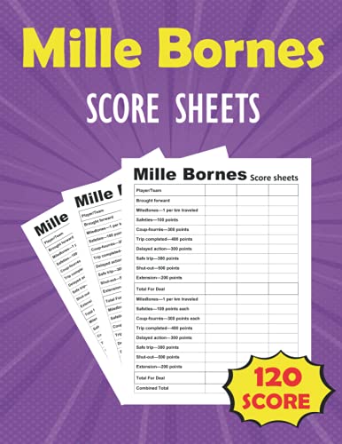 Mille Bornes Score Sheets: Mille Bornes Card Game Score Sheets, 120 ...