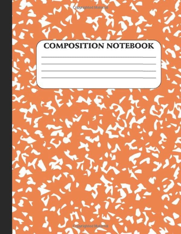 Composition Notebook Orange Marble Notebook Wide Ruled Line Paper