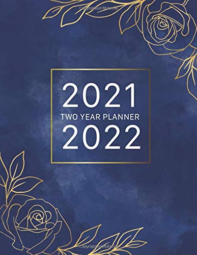 2021-2022 Two Year Planner: Blue Watercolor Cover | 2 Year Monthly ...