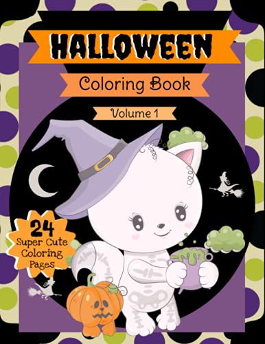 Spooky and Cute Halloween Coloring Book Volume 1: Cat, Dog, Panda, and