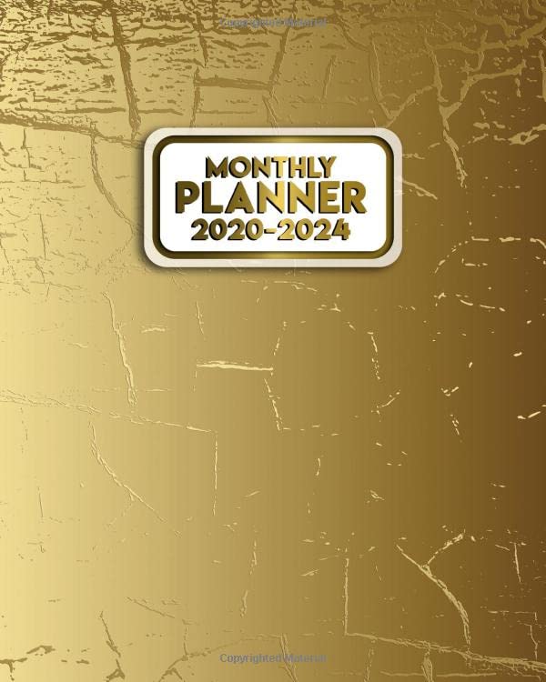 Monthly Planner 2020-2024: Beautiful Gold Cracked Marble Five Year ...
