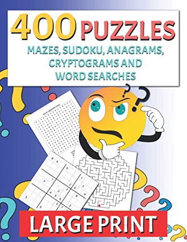 400 Puzzles Adult Variety Puzzle Book Word Searches Sudoku Mazes 