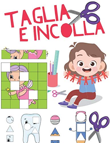 Taglia e Incolla libro di attività forbici per bambini, Fogli di