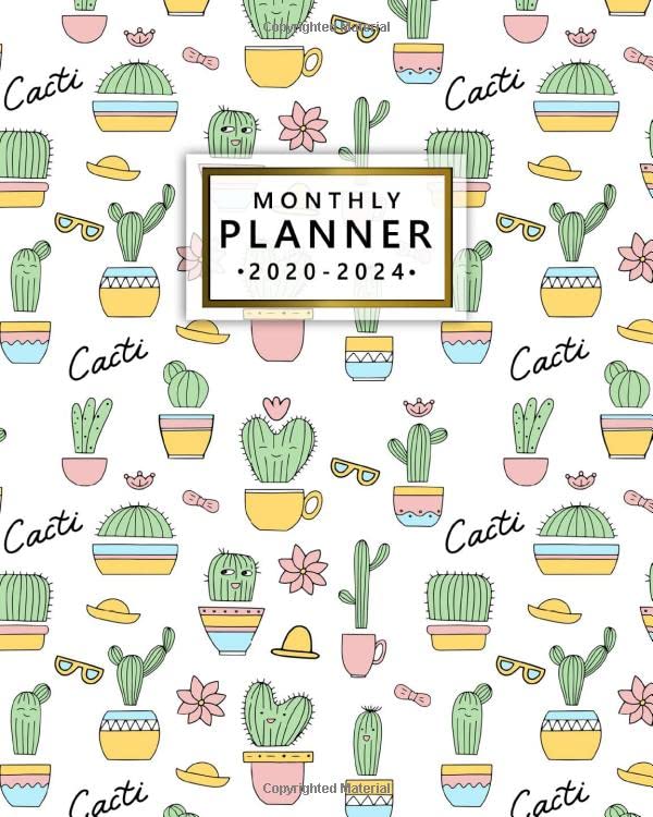 20202024 Monthly Planner Pretty Cactus Five Year Monthly Agenda