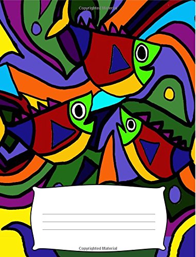Composition Book: 7.44" x 9.69" Colorful Fish Abstract Art ...