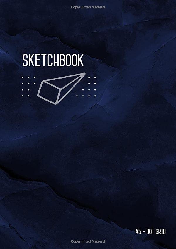Dot Grid Sketchbook A5 Dotted Notebook Marble Blue Black for Drawing