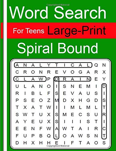 Word Search For Teens Large-Print Spiral Bound: word searches in a ...