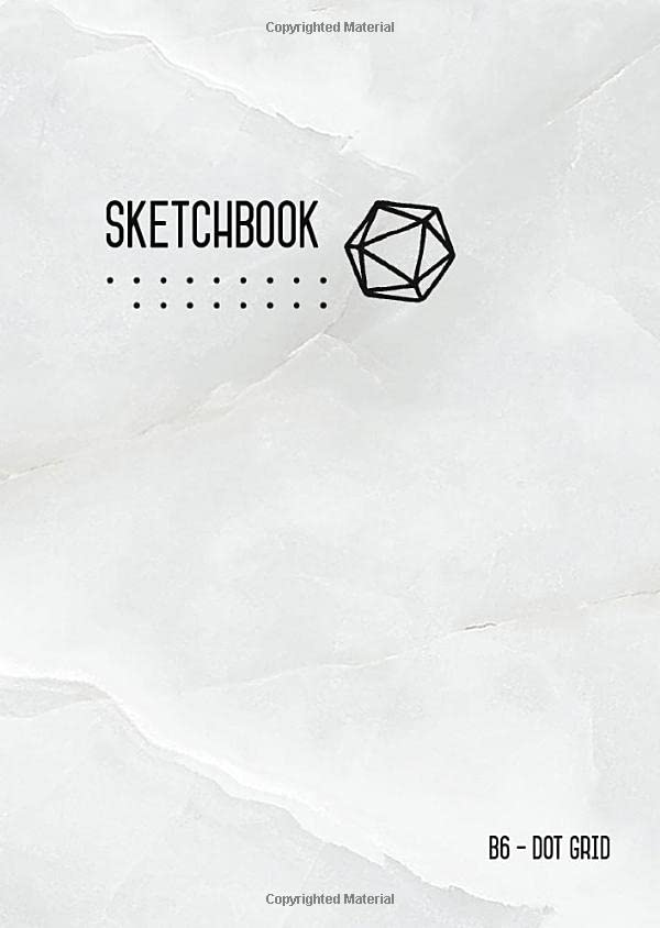 Dot Grid Sketchbook B6 Marble White, Smart Design, Small, Soft Cover