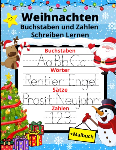 Weihnachten Buchstaben und Zahlen Schreiben Lernen: Ab 3 Jahren