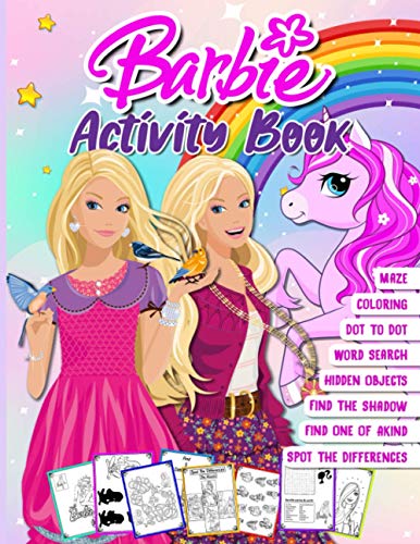 Barbie Activity Book: Coloring, Spot Differences, Word Search, Hidden ...