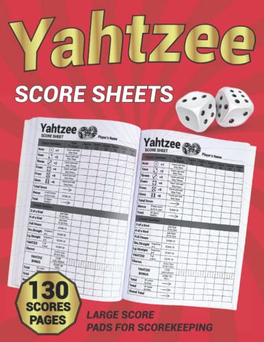 Yahtzee Score Sheets: 130 Large Print 8.5"x11" Sheets for Scorekeeping ...