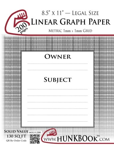 Linear Graph Paper, 1mm Grid (MSL1L-200 pages): Legal Size by Mighty ...