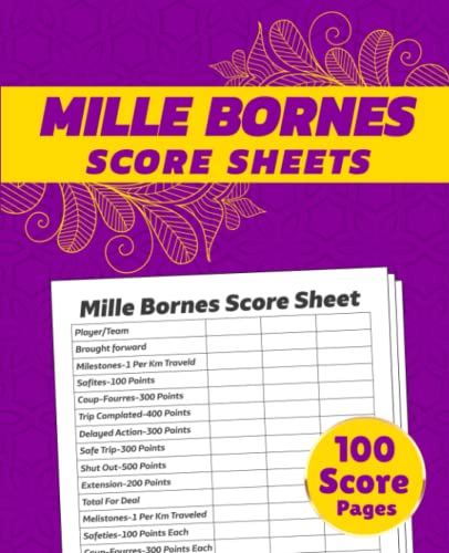 Mille Bornes Score Sheets: 100 Score Pads for Scorekeeping | Mille ...