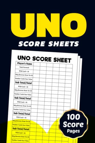 Uno Score Sheets: Uno Score Pads for Tracking Your All Record This Game | Uno Score Cards ...